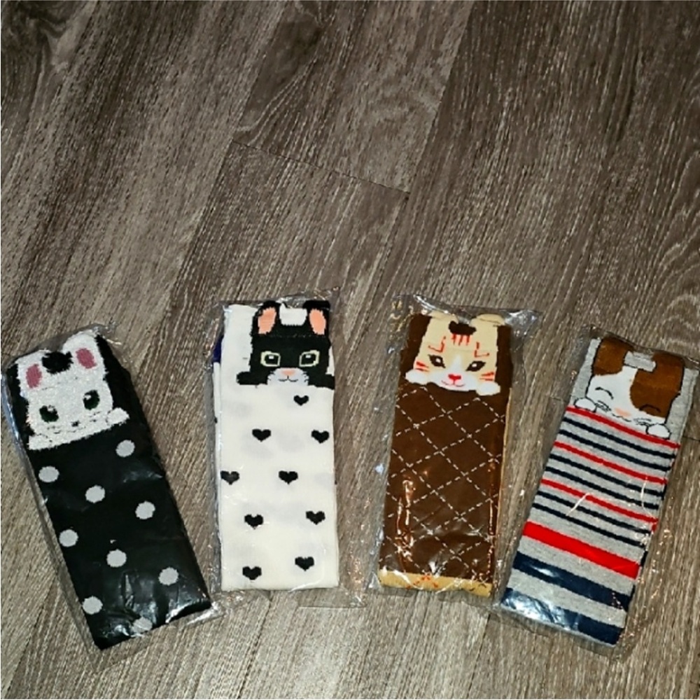 Girls 4 Pairs Of Knee High Animal Socks New In Plastic